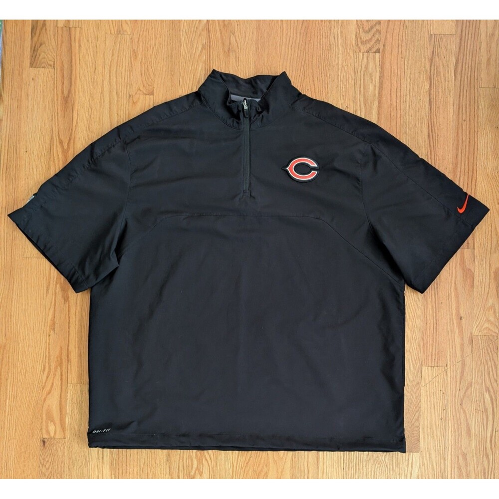 Chicago Bears Nike Team Issued Sideline Windbreaker Pullover Jacket 2XL Black